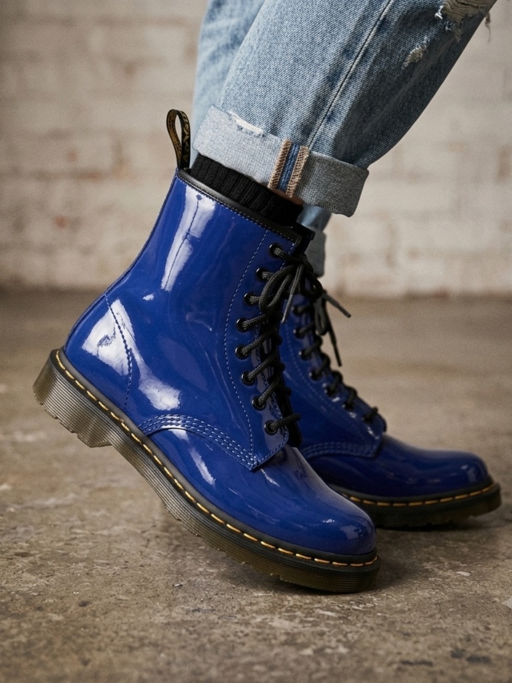 Dr Martens 1460 Patent Leather Lamper Ankle Laceup Boots Whimsical Women’s US 7